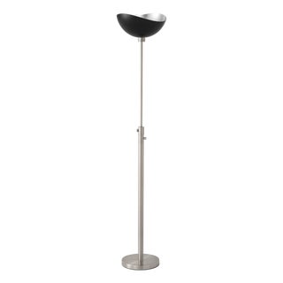 Modern Luna Bella Torchiere Floor Lamp 70" H - Matte Black/Silver Shade, Satin Nickel Body, Modern Design, Dimmable, Bulb Included For Sale