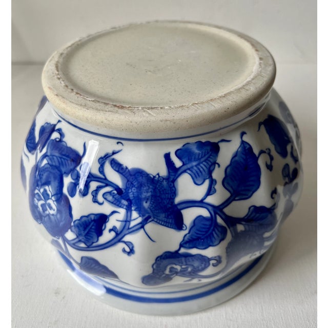 1990s Chinoiserie Blue & White Cachepot /Planters-Set 2 For Sale - Image 5 of 10