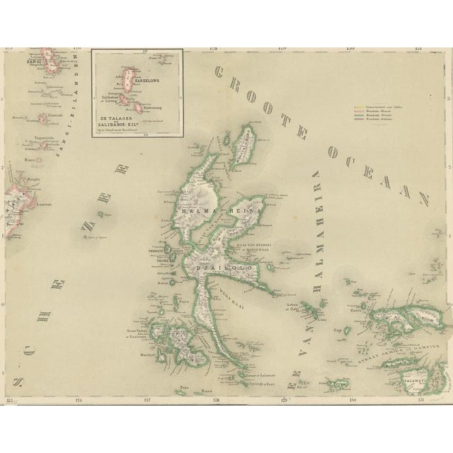 Antique Map of Halmahera, Ternate, Tidore and Moluccas by Dornseiffen, 1884 For Sale - Image 9 of 10