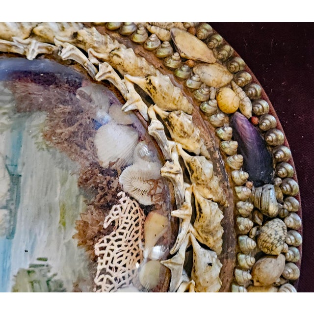 Edwardian Shellwork Valentine Diorama of a Ship Passing Lighthouse For Sale - Image 13 of 18