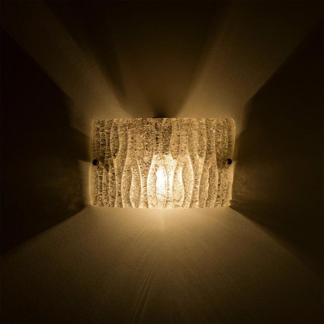 Square Ribbed Glass Wall Light attributed to Kaiser Leuchten, 1960s For Sale - Image 9 of 13