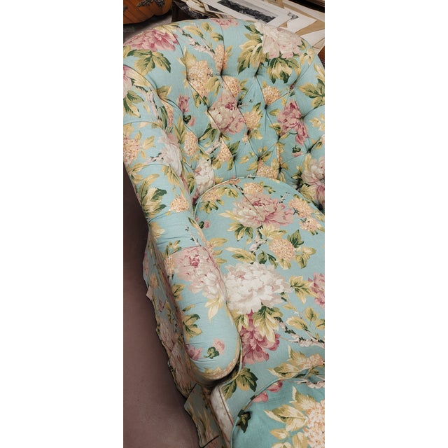 Textile 1990s Fine Floral Henredon Chaise Lounge Sofa Chair For Sale - Image 7 of 13