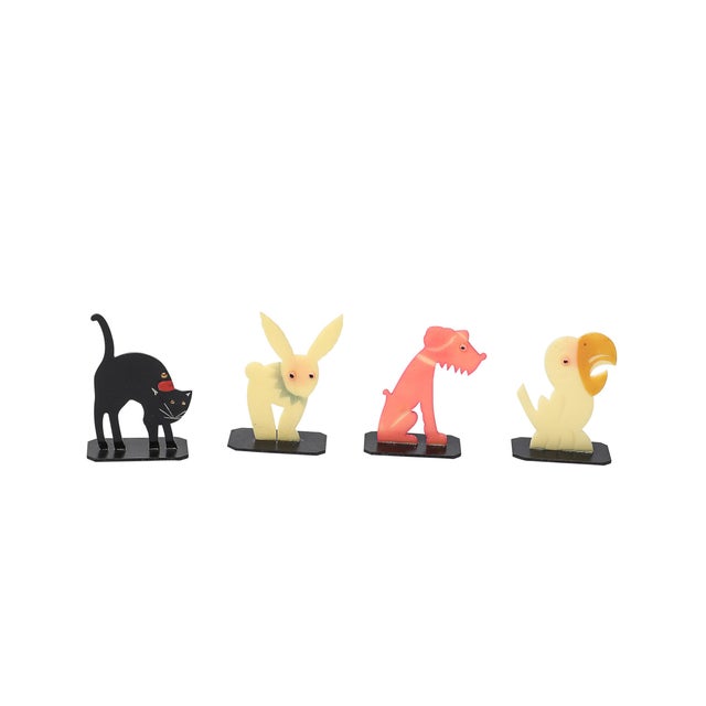 Art Deco Set of Twelve Art Deco Graphic Animal Cutout Bakelite Place Card Holders For Sale - Image 3 of 9