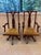 A handsome pair of antique English cherry desk chairs combining traditional Queen Anne influence with practical swivel...