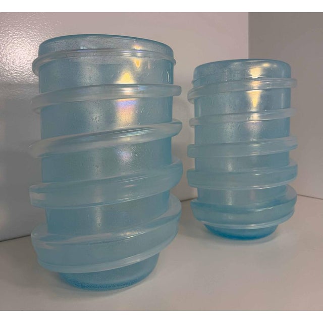 2000 - 2009 Italian Sculptural Aquamarine Blue Murano Glass Vases by Cenedese, 2000s, Set of 2 For Sale - Image 5 of 10