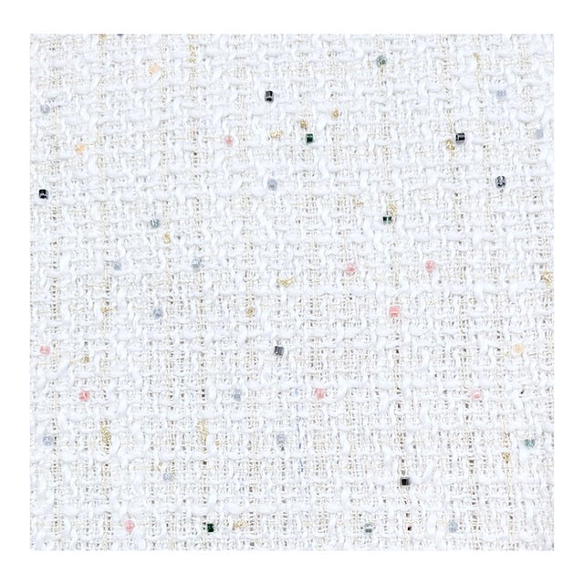 Vintage Hollywood Regency Voyage Maison Glass Bead Embellished "Sprinkle" Boucle Tweed Fabric- 7 Yards For Sale