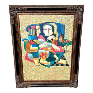 Bustamante School, Surrealist Painting Women in Landscape, Mexico C. 1980s