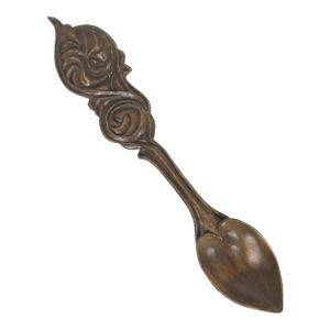 Hand Carved Wood Spoon Folk Art Treen Welsh Love Spoon