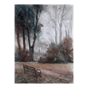 Park Bench, Erik Freyman Pastels on Paper, Signed in Pen