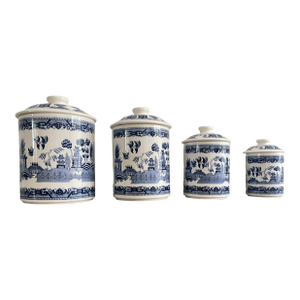 1920s Blue Willow Canisters - Set of 4