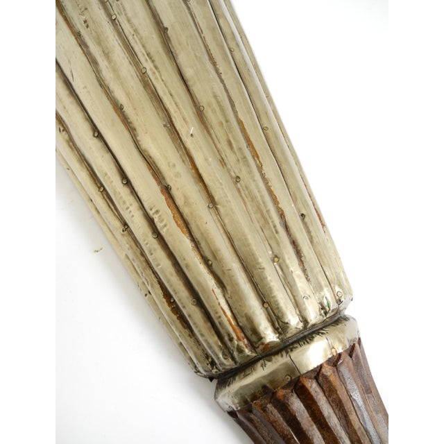 1950s Large Wall Lamp in Aluminum-Plated Wood, 1950s For Sale - Image 5 of 14