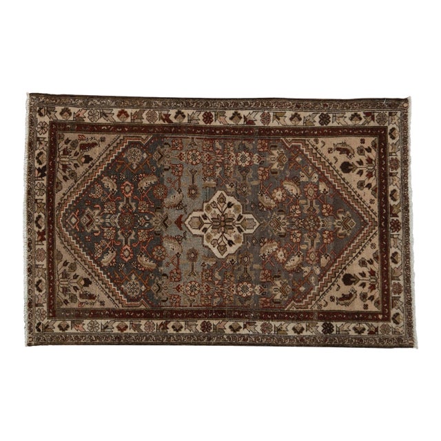 Vintage Distressed Hamadan Rug - 3'6" x 5'3" For Sale