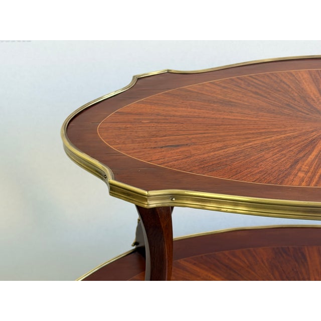Vintage French Louis XV Style Marquetry Two-Tier Étagère Side Table For Sale In New York - Image 6 of 10