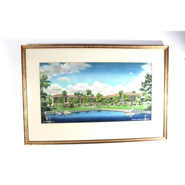 A decorative and historically interesting pair of original architectural renderings for somerset at moorings, a waterfront...
