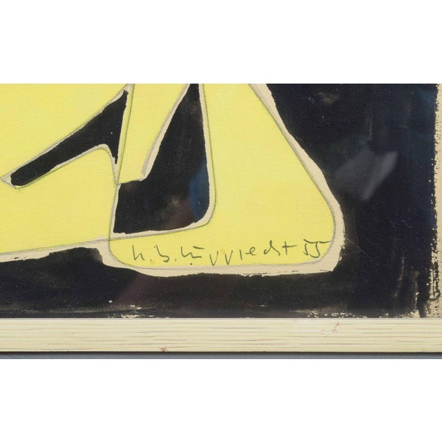 Unknown Artist, Abstract Composition, 1955, Mixed Media on Paper For Sale - Image 4 of 6