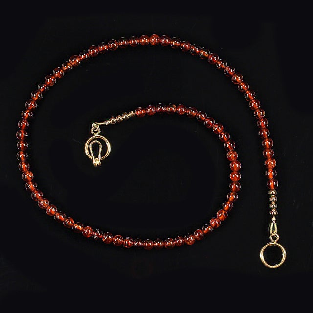 2020s Ajd 18 Inch Hessonite Garnet Necklace Smooth 5 MM Round January Birthstone For Sale - Image 5 of 5