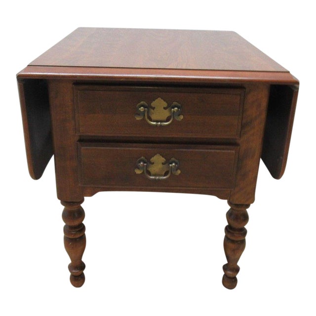 Ethan Allen Heirloom Formica Top Drop Leaf Nutmeg End Table Chairish