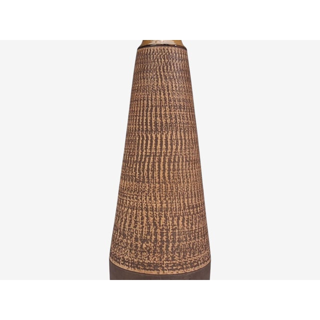 Brown 1960s Mid-Century Modern Hyllested Keramik, Large Rustic Table Lamp, Brown Stoneware For Sale - Image 8 of 11