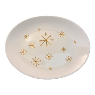 1950s Mid-Century Modern Atomic Starburst Oval Platter, 13.25″ For Sale