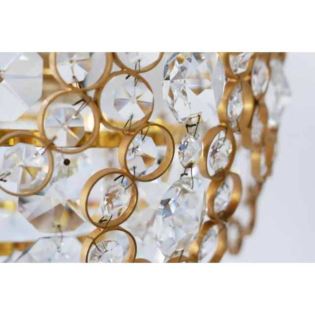 Gilt Brass Facet Cut Crystal Glass Chandelier from Palwa, 1970s For Sale - Image 13 of 15