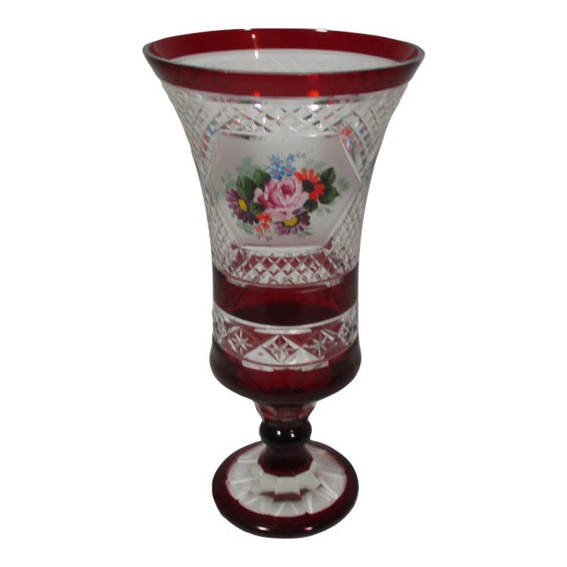 1960s Bohemian Art Glass Pedestal Vase For Sale