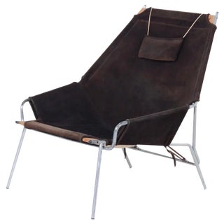 Danish J361 Lounge Chair in Suede by Erik Ole Jørgensen for Bovirke, 1950s For Sale