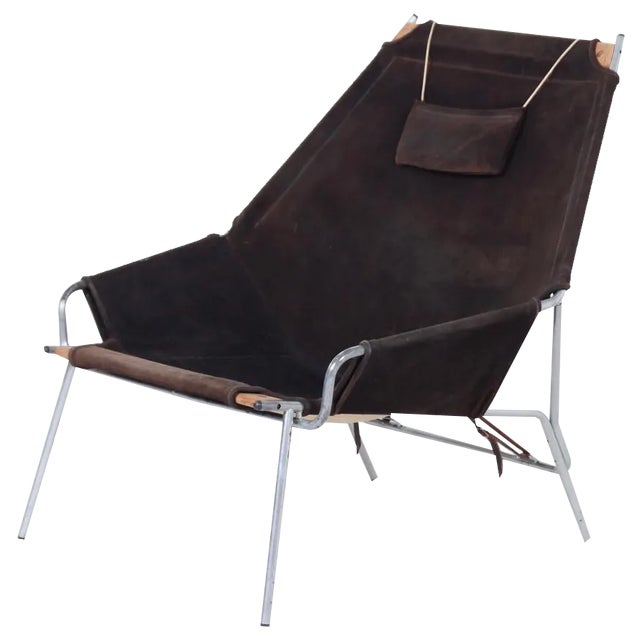 Danish J361 Lounge Chair in Suede by Erik Ole Jørgensen for Bovirke, 1950s For Sale