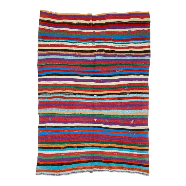 Striped Colorful Kilim Rug For Sale