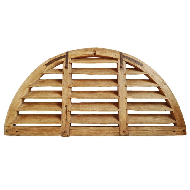 Vintage Large Teak Wood Arched Vent For Sale - Image 10 of 10