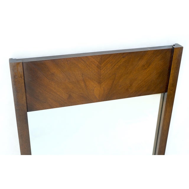 Wood Mid-Century Modern Walnut Hanging Wall Mirror For Sale - Image 7 of 9
