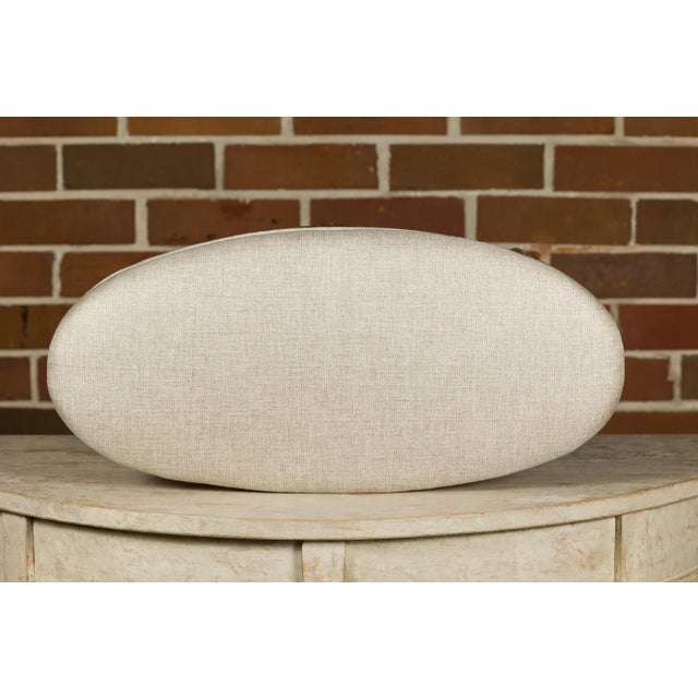 French Louis XVI Style Walnut Footstool with Linen Upholstery, 19th Century For Sale - Image 9 of 12
