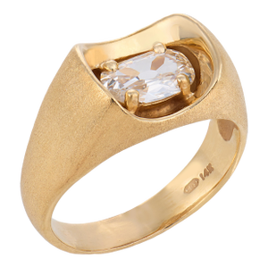 Vintage Gia 0.92 Carat Old Mine Cut Diamond 14k Yellow Gold Engagement Ring, Size 9.5