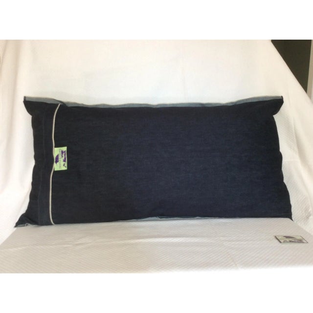 Kimono Fabric on Japanese Indigo Denim Pillow With 90/10 Down Insert For Sale - Image 4 of 7