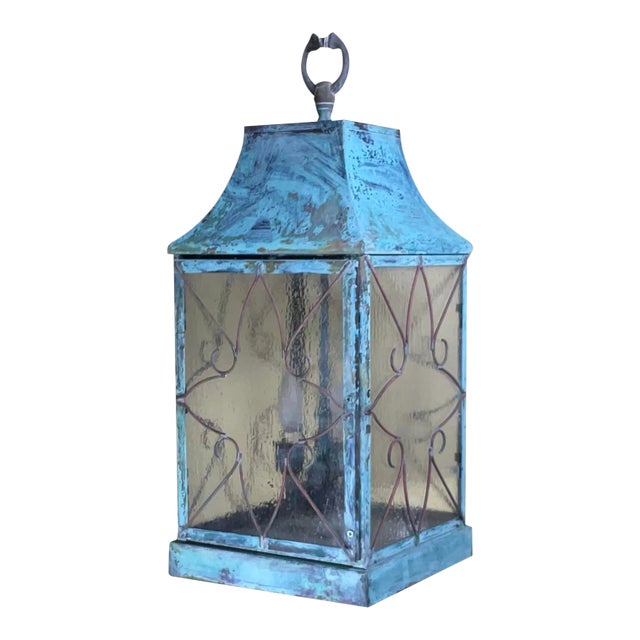 Stunning Vintage Copper Hanging Lantern For Sale
