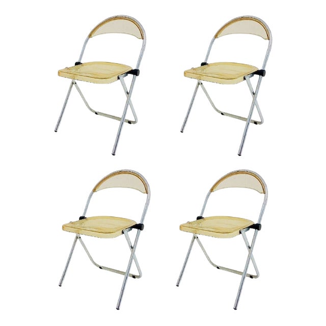 Acrylic Glass Chairs by Giancarlo Piretti, 1970s, Set of 4 For Sale