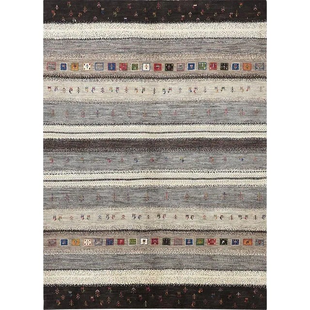 Handwoven Traditional Persian Gabbeh Tribal Rug 5'9" X 7'10" For Sale