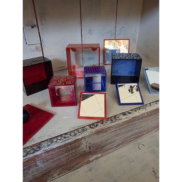 Collection of artisan made glass boxes...some with slag glass and mirrors under the lid.