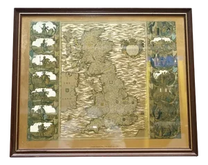 Vintage Gold Foil Map of the British Isles by Joannes Janssen, 1646