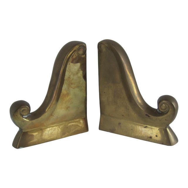 Vintage Brass Scroll Bookends Chairish