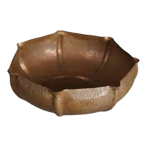 Antique Arts & Crafts Hammered Copper Center Bowl with Maker Stamp 1910