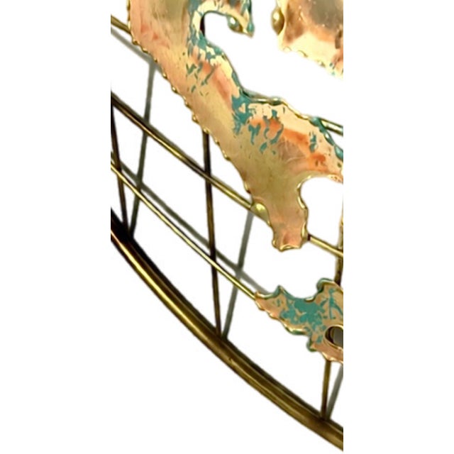 1980s Iconic Curtis Jere World Globe Torch-Cut Brutalist Abstract Metal Art Brass Wall Sculpture, a Pair For Sale - Image 5 of 14