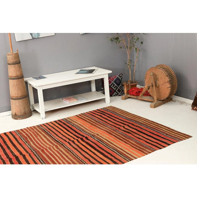 Mid 20th Century Striped Turkish Vintage Kilim Rug For Sale In Los Angeles - Image 6 of 7