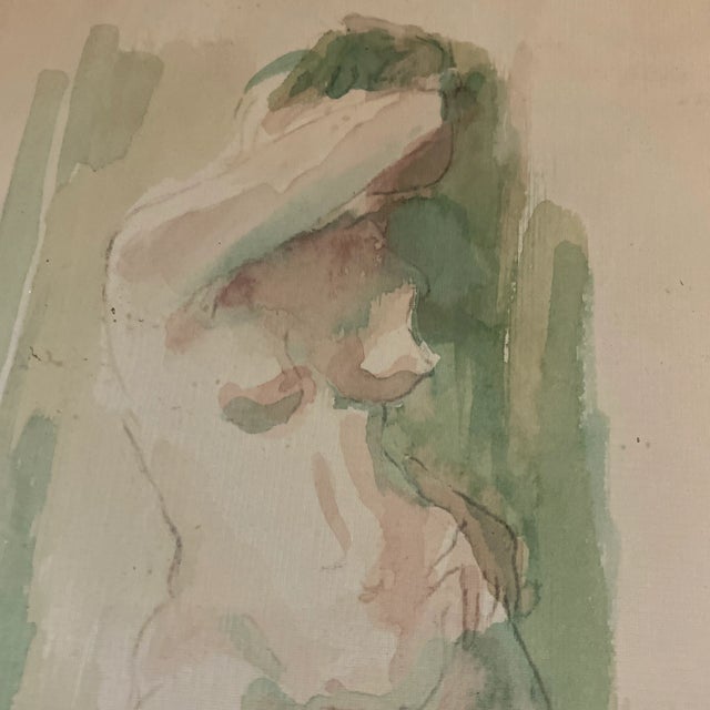 1950’s 2 Vintage Original Abstract Expressionist Female Nude Watercolor Paintings Signed Original Vintage Frames-a Pair For Sale In Philadelphia - Image 6 of 8