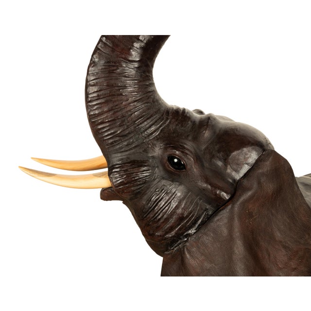 1930s Liberty of London Life Size Leather Baby Elephant Glass Eyes For Sale - Image 12 of 12