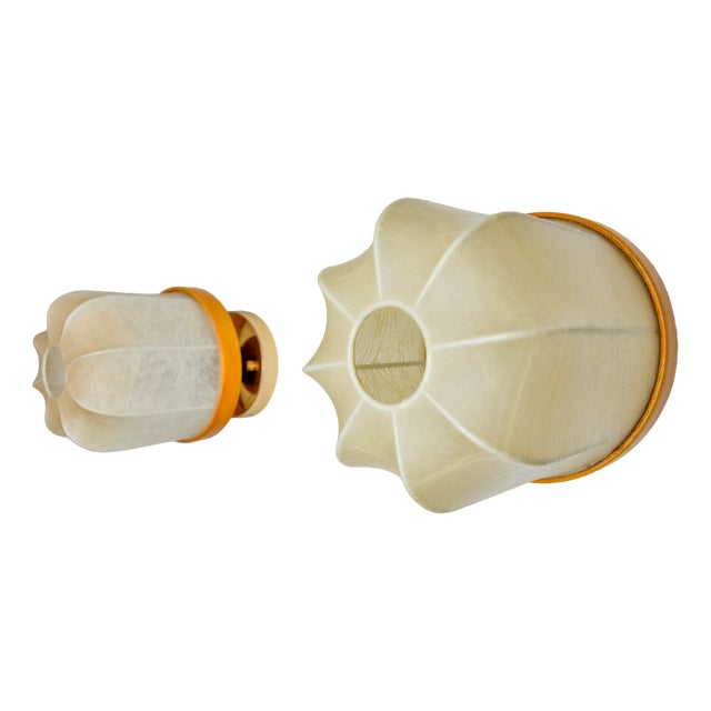 Cocoon Wall Lights in Polymer and Pine, Italy, 1970, Set of 2 For Sale