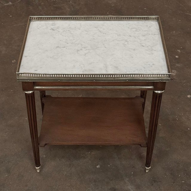 Louis XVI Mahogany Gallery Side Table With Carrara Marble Top For Sale - Image 14 of 17