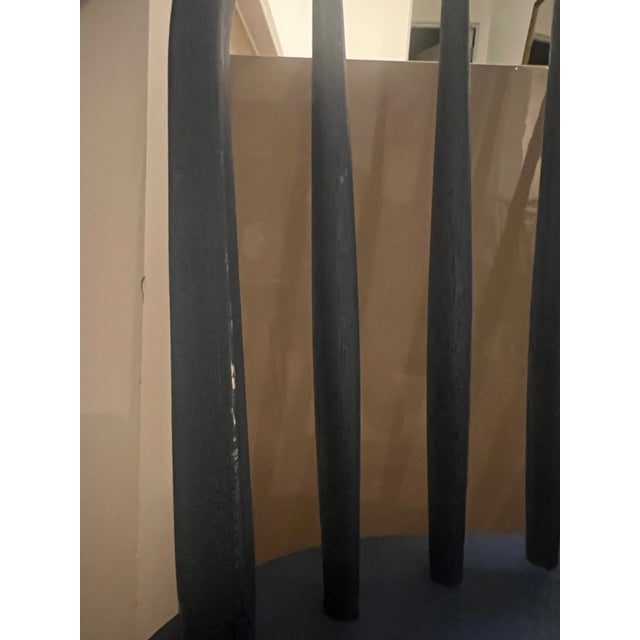 Vintage Set of 8 Spindle Back Dining Chairs in Farrow & Ball Hague Blue For Sale In New York - Image 6 of 13