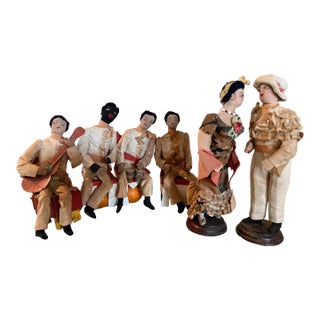 1939 Cuban Handmade Rumba Dancers & Orchestra Folk Art Dolls by D. P. Ware – Set of 6 For Sale