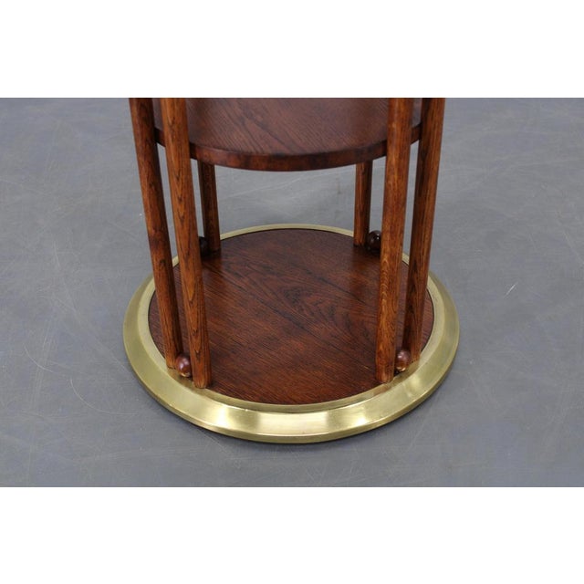 Vienna Secession Coffee Table in Oak and Brass attributed to Josef Hoffmann, Czechoslovakia, 1920s For Sale - Image 4 of 15
