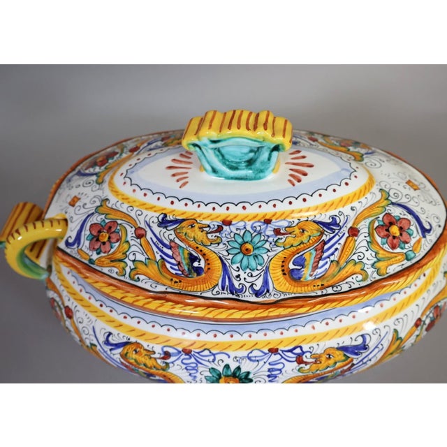 1970s Fima Deruta Italian Raffaellesco Majolica Soup Tureen With Ladle For Sale In Raleigh - Image 6 of 8